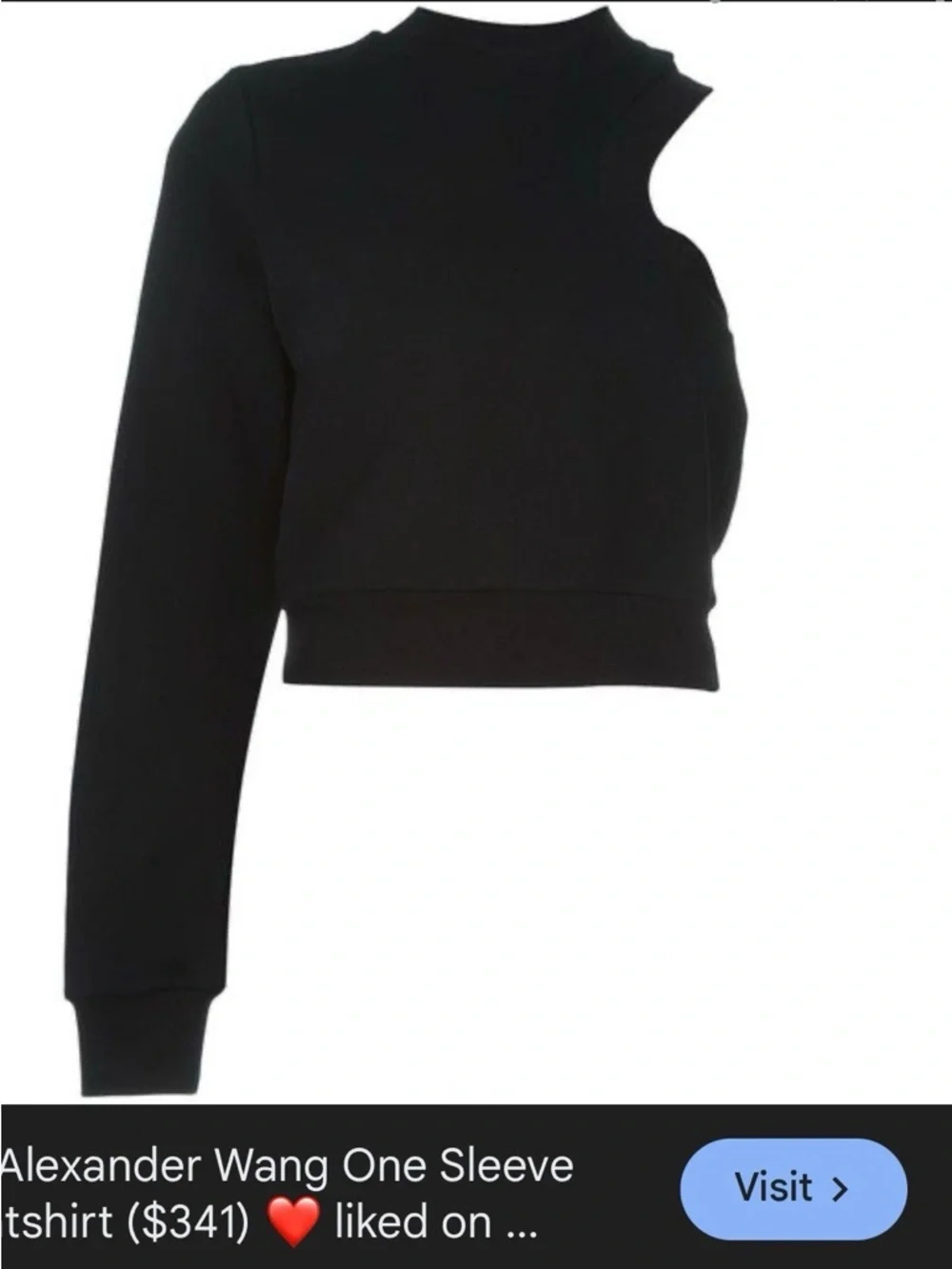 Alexander Wang Black One Sleeve Sweatshirt - T by Alexander Wang - Picture 2 of 6